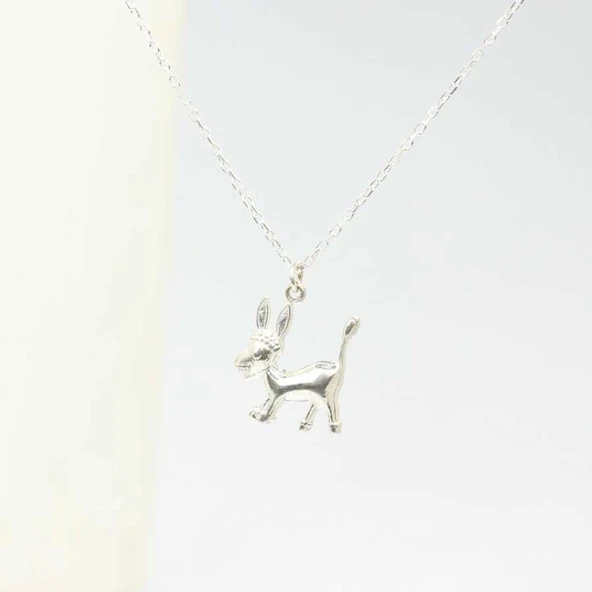 925 Ayar Gümüş Eşek Model Kolye - Resim 3