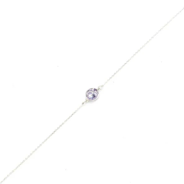 925 Ayar Gümüş Sonsuzluk Ametist Bileklik - Resim 2