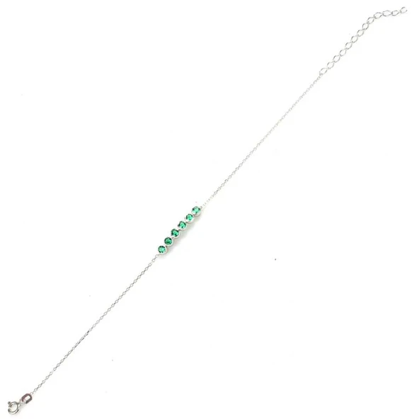 925 Ayar Gümüş Zümrüt Taşlı 6 Sıra Suyolu Bileklik - Resim 2