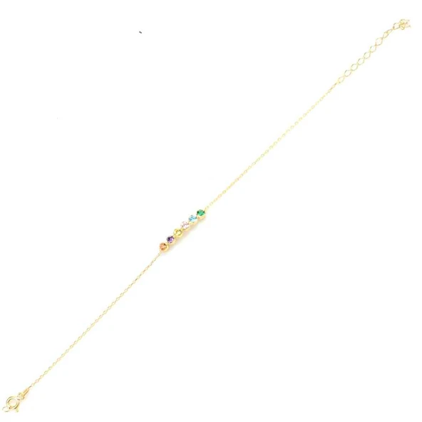 925 Ayar Gümüş Renkli Taşlı 6 Sıra Suyolu Bileklik - Resim 2