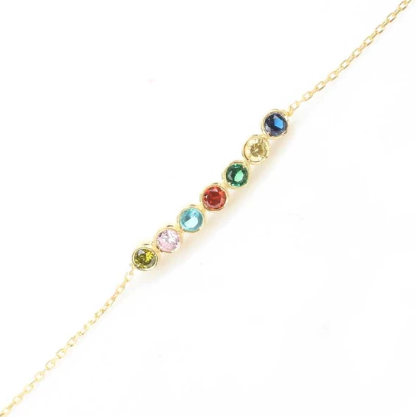 Nusret Takı 925 Ayar Gümüş Renkli Taşlı 7 Sıra Suyolu Bileklik - Resim 2