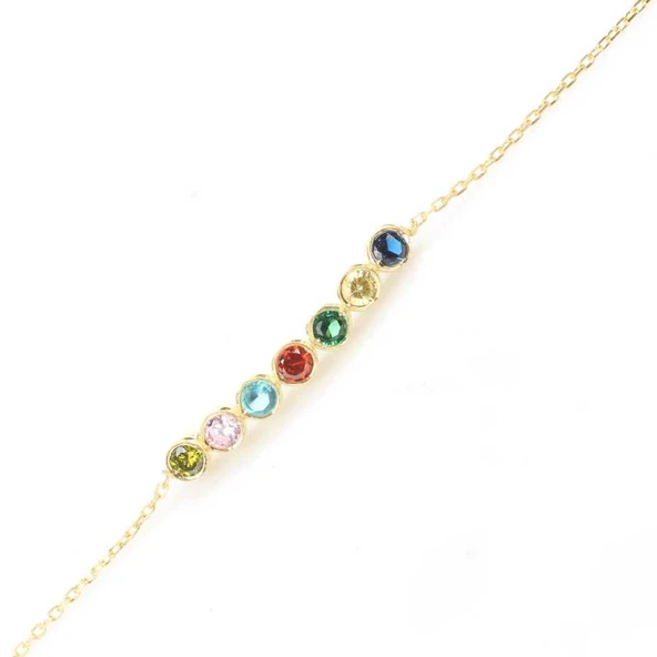 Nusret Takı 925 Ayar Gümüş Renkli Taşlı 7 Sıra Suyolu Bileklik ürün görseli