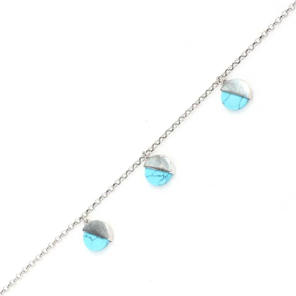 925 Ayar Gümüş Turkuaz Taşlı Bileklik - Resim 4