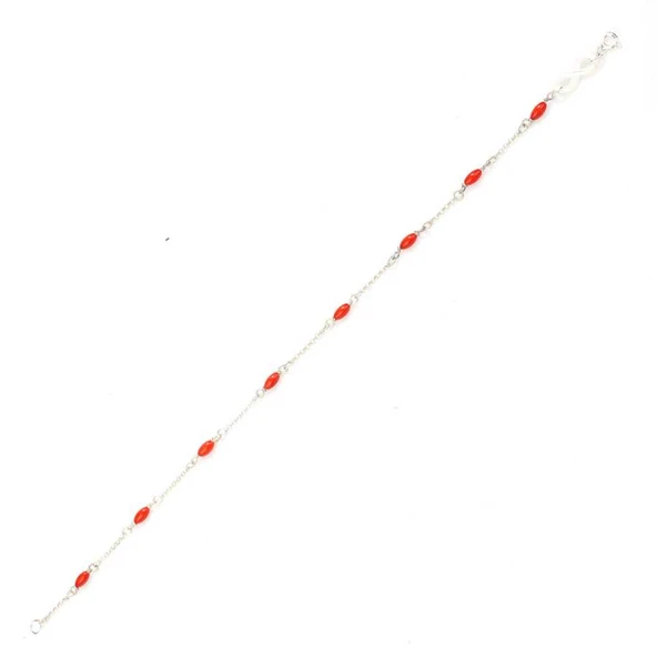 925 Ayar Gümüş Mercan ve Sonsuzluk Halhal - Resim 6