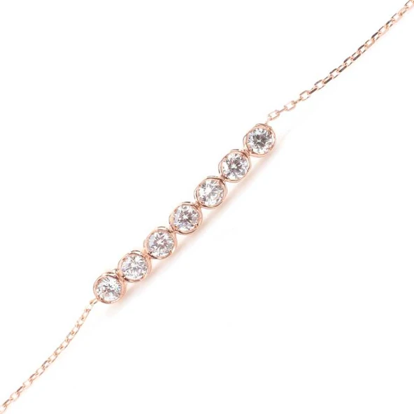 925 Ayar Gümüş Zirkon Taşlı 7 Sıra Suyolu Bileklik ürün görseli