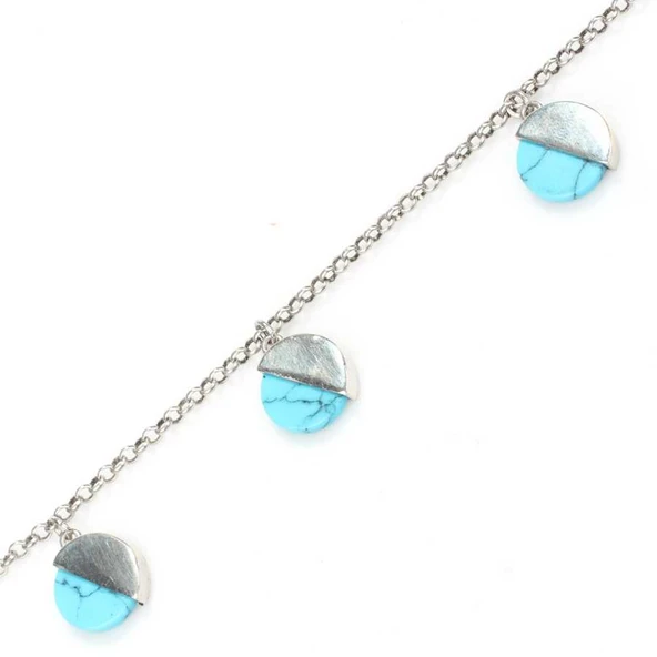 925 Ayar Gümüş Turkuaz Taşlı Bileklik ürün görseli 1