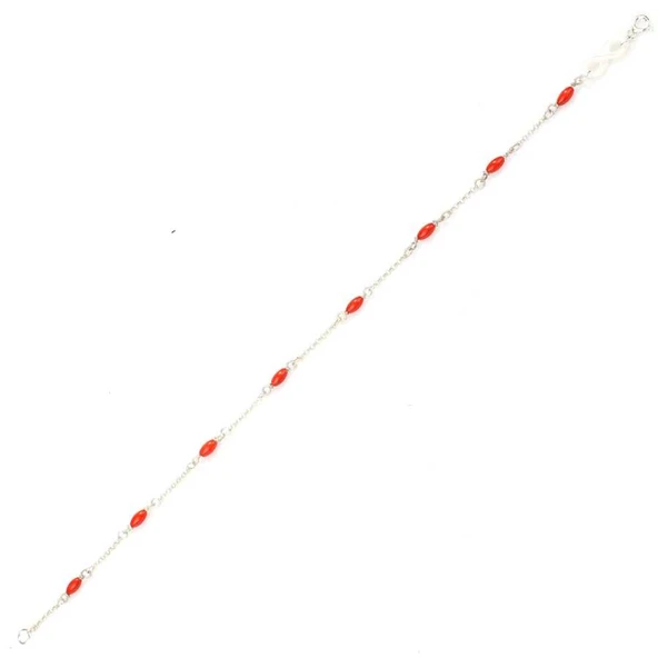 925 Ayar Gümüş Mercan ve Sonsuzluk Halhal - Resim 2