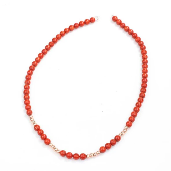 925 Ayar Gümüş Mercan ve Dorika Toplu Kolye - Resim 2