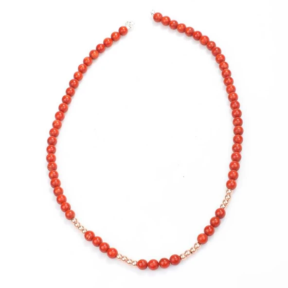 925 Ayar Gümüş Mercan ve Dorika Toplu Kolye - Resim 3