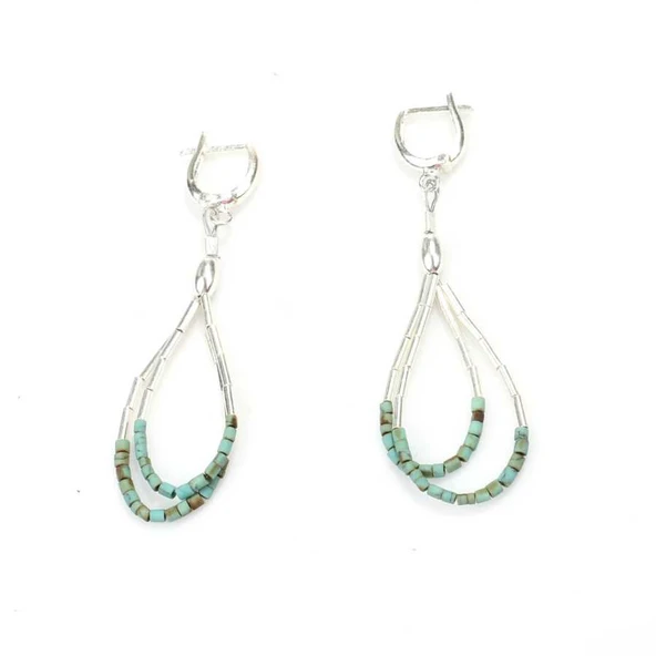 925 Ayar Gümüş Turkuaz Küpe ürün görseli 1