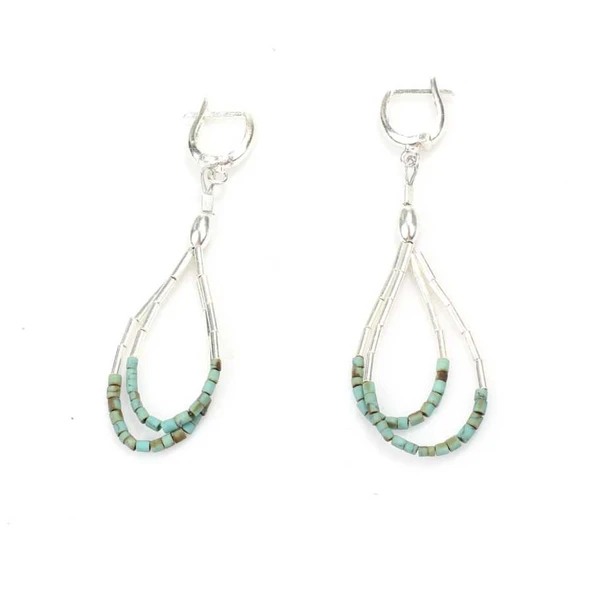 925 Ayar Gümüş Turkuaz Küpe - Resim 3