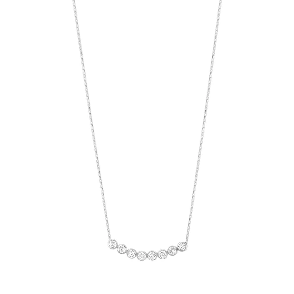 925 Ayar Gümüş 8 Sıra Suyolu Kolye, Beyaz Taşlı - Resim 4