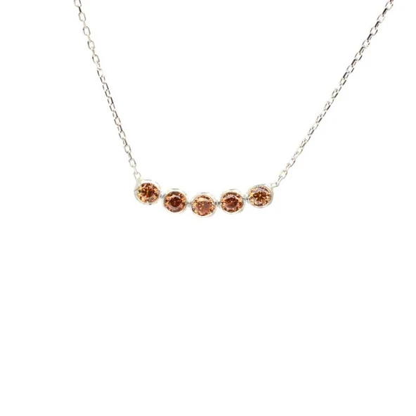 925 Ayar Gümüş 5 Sıra Suyolu Kolye, Sitrin Taşlı ürün görseli 1