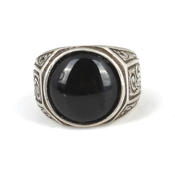 925 Ayar Gümüş Onyx Taşlı Erkek yüzük - Resim 4