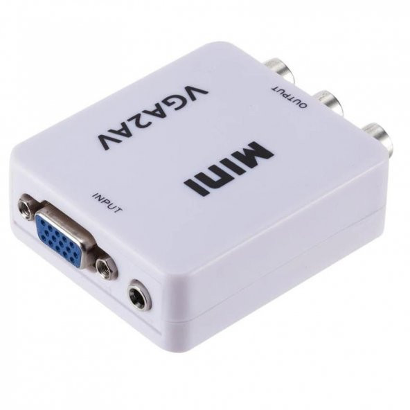 Vga To Av 3Rca Video 1080p Çevirici Dönüştürücü Adaptör 3.5mm Destekli - 3