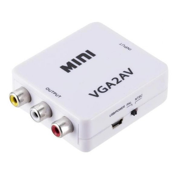 Vga To Av 3Rca Video 1080p Çevirici Dönüştürücü Adaptör 3.5mm Destekli - 7