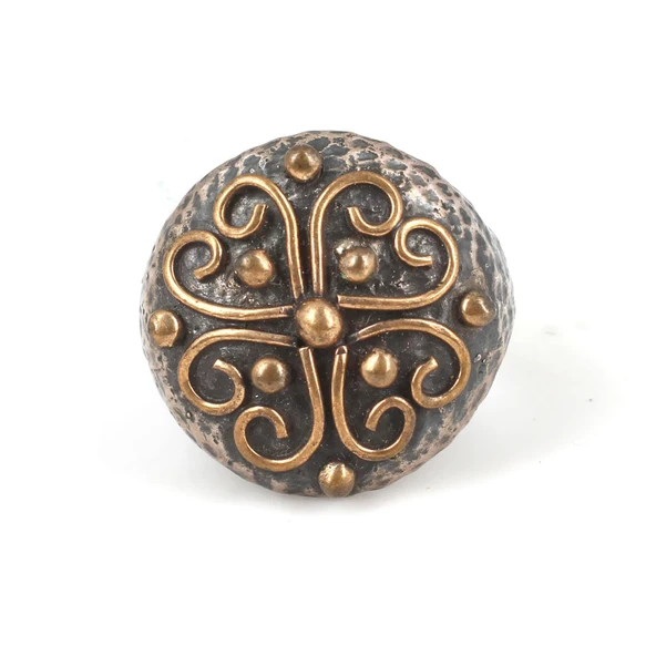 925 Ayar Gümüş ve Bronz Karışımı Desenli Yuvarlak Yüzük - Resim 5