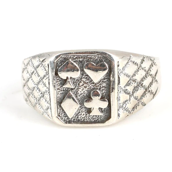 925 Ayar Gümüş Poker Yüzük - Resim 6