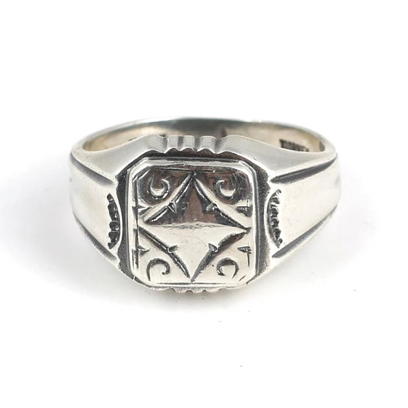 925 Ayar Gümüş Karo Yüzük - Resim 5