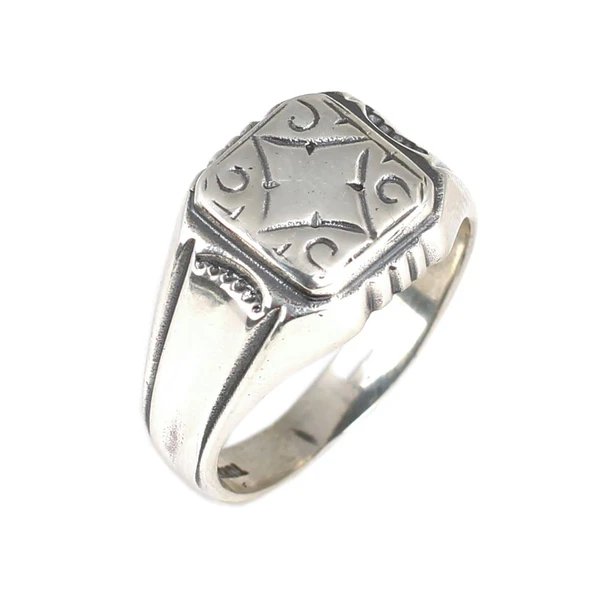 925 Ayar Gümüş Karo Yüzük - Resim 2