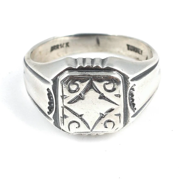 925 Ayar Gümüş Karo Yüzük - Resim 6