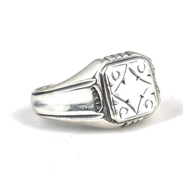 925 Ayar Gümüş Karo Yüzük - Resim 3