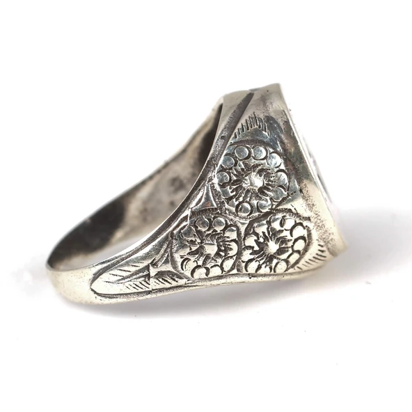 925 Ayar Gümüş Beyaz Zirkon Taşlı Oval Ayna Yüzük - Resim 3