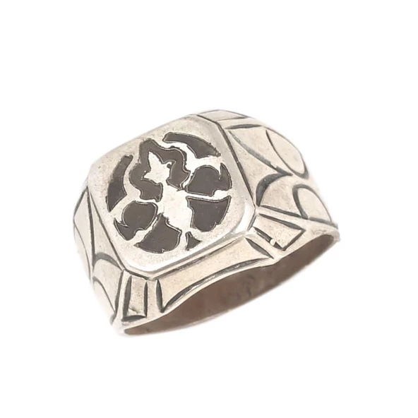 925 Ayar Gümüş Desenli Yüzük ürün görseli 1