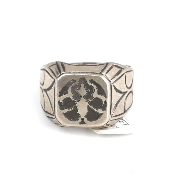 925 Ayar Gümüş Desenli Yüzük - Resim 4