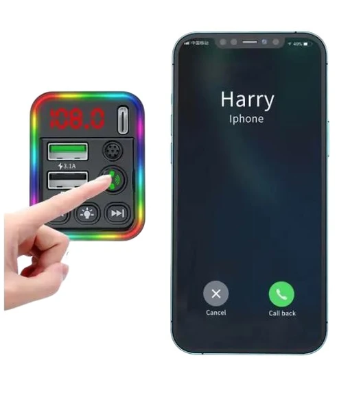 Concord C617 Rgb Işıklı PD 18 + QC 3.1A Şarj Bluetooth 5.1V Fm Transmitter - 5