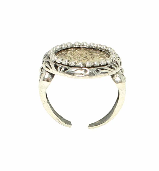 925 Ayar Gümüş Antik Bizans Sikkesi Tasarım Yüzük - Resim 4