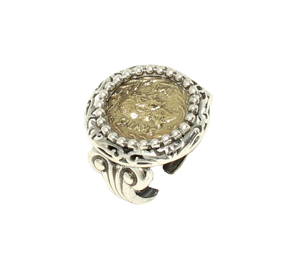 925 Ayar Gümüş Antik Bizans Sikkesi Tasarım Yüzük - Resim 2