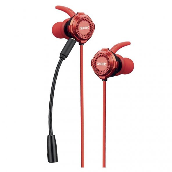 Asonic AS-XGK100 Splitter Hediyeli 3.5mm Gaming Kırmızı Kulak İçi Mikrofonlu Kulaklık - 2