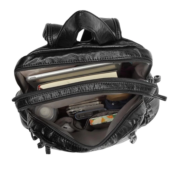 Yıkama Deri Orta Boy Kadın Sırt Çantası 21-K Barcelona 1846 - 6