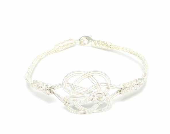 999 Ayar Kazaziye Aşk Düğümü Bileklik, Beyaz ürün görseli 1