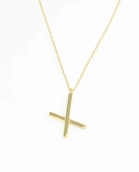 925 Ayar Gümüş Kuyruklu X  Kolyesi - Resim 2