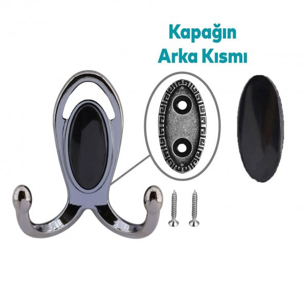 Metax Uzay Askı Vestiyer Duvar Askısı Metal Dolap Elbise Askılığı Füme Siyah Kapak - 3