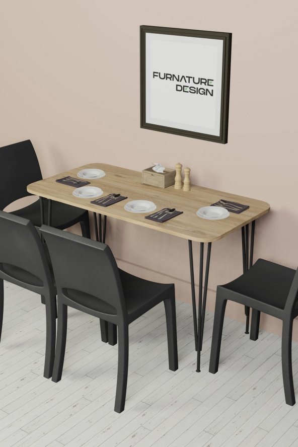 60x120 Mutfak Masası Metal Ayaklı Yemek Masası Çalışma Masası - 2
