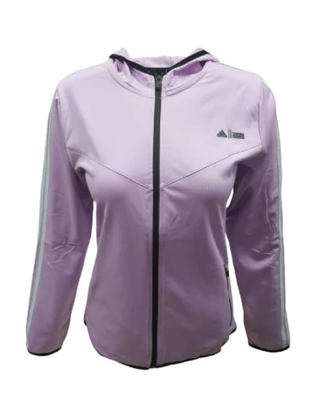 Adidas A0778 Kadın Dalgıç Kolu Şeritli Tam Fermuarlı Sweatshirt - Resim 6