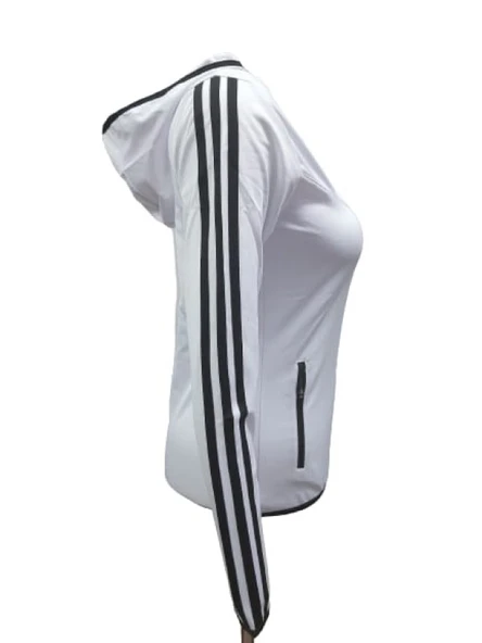 Adidas A0778 Kadın Dalgıç Kolu Şeritli Tam Fermuarlı Sweatshirt - Resim 2