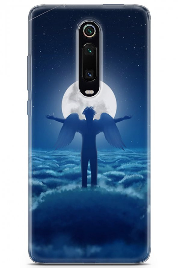 Xiaomi Mi 9T Pro Kılıf Orijinal Seri Moon 10 Melek Ay Full HD Kılıf Mavi Beyaz