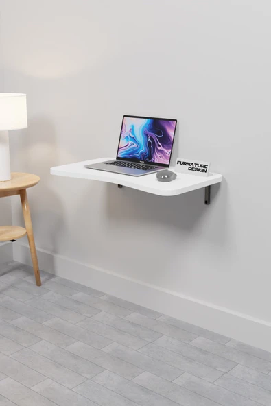 Katlanabilir Duvar Masa 60x35 Cm Duvara Monte Beyaz Renk Kırma Bilgisayar Mutfak Masası