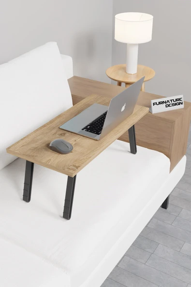 Katlanır Laptop Masası Çalışma Yatak Kahvaltı Masası 60x30 cm Atlantik Çam