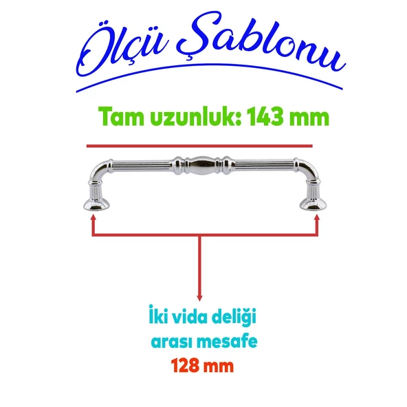 Mutfak Dolabı Mobilya Çekmece Dolap Kapak Kulpu Kulpları Kulbu Krom (128 MM-12.8 CM) Metal Kulp - 2