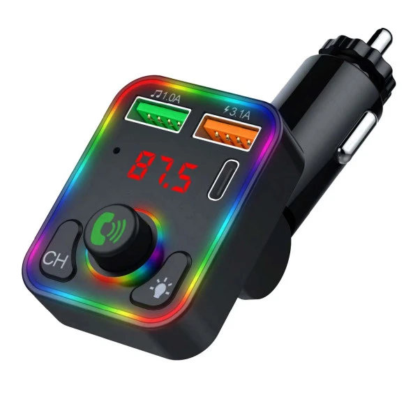 Concord C618 Rgb Işıklı PD 18 + QC 3.1A Şarj Oynar Başlıklı Bluetooth 5.1V Fm Transmitter