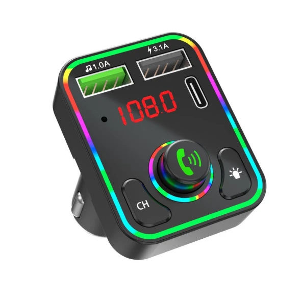 Concord C618 Rgb Işıklı PD 18 + QC 3.1A Şarj Oynar Başlıklı Bluetooth 5.1V Fm Transmitter - 2