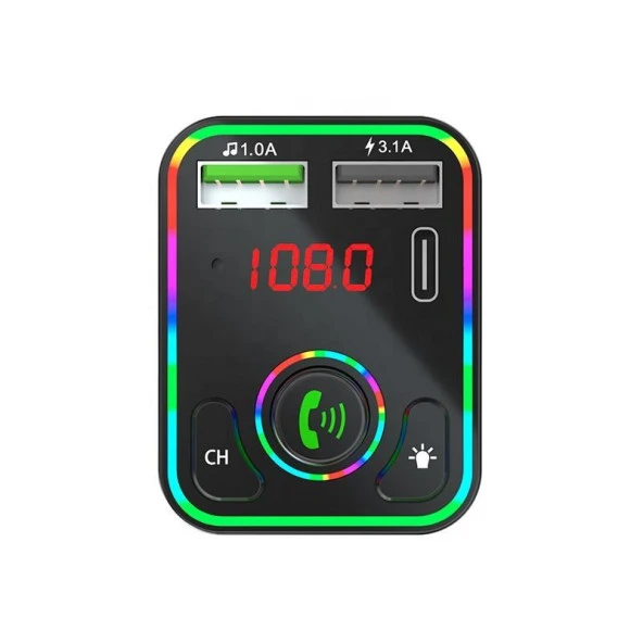 Concord C618 Rgb Işıklı PD 18 + QC 3.1A Şarj Oynar Başlıklı Bluetooth 5.1V Fm Transmitter - 5