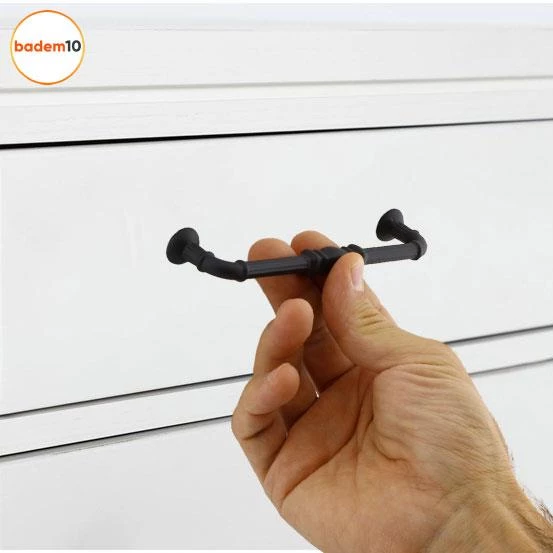 Buket Mobilya Mutfak Dolabı Çekmece Dolap Kapak Kulpu Kulpları Kulbu Mat Siyah 128 Mm Metal Kulp - Resim 3