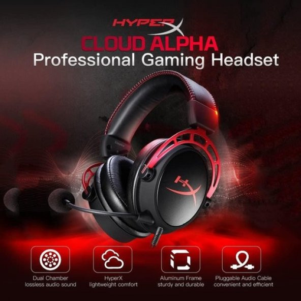 HyperX Cloud Alpha Kablolu Mikrofonlu Kulak Üstü Oyuncu Kulaklığı