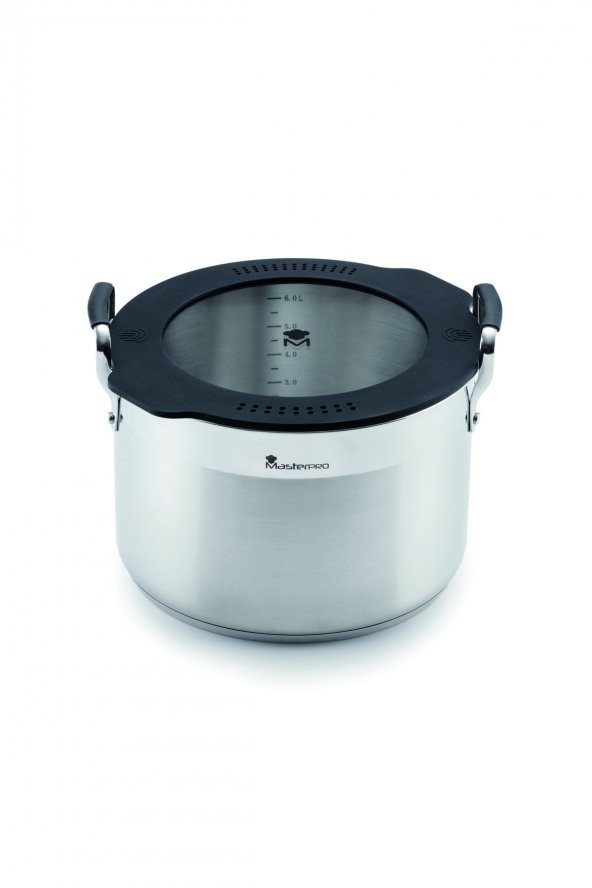 MasterPro Paslanmaz Çelik Tencere İndüksiyonlu İç içe geçme özellikli Çok fonksiyonlu tencere kapaklı 24 cm Smart serisi 3779 ürün görseli